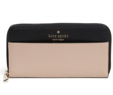 NWT Kate Spade New York Staci Continental Wallet WLR00120 Warm Beige/Black 229