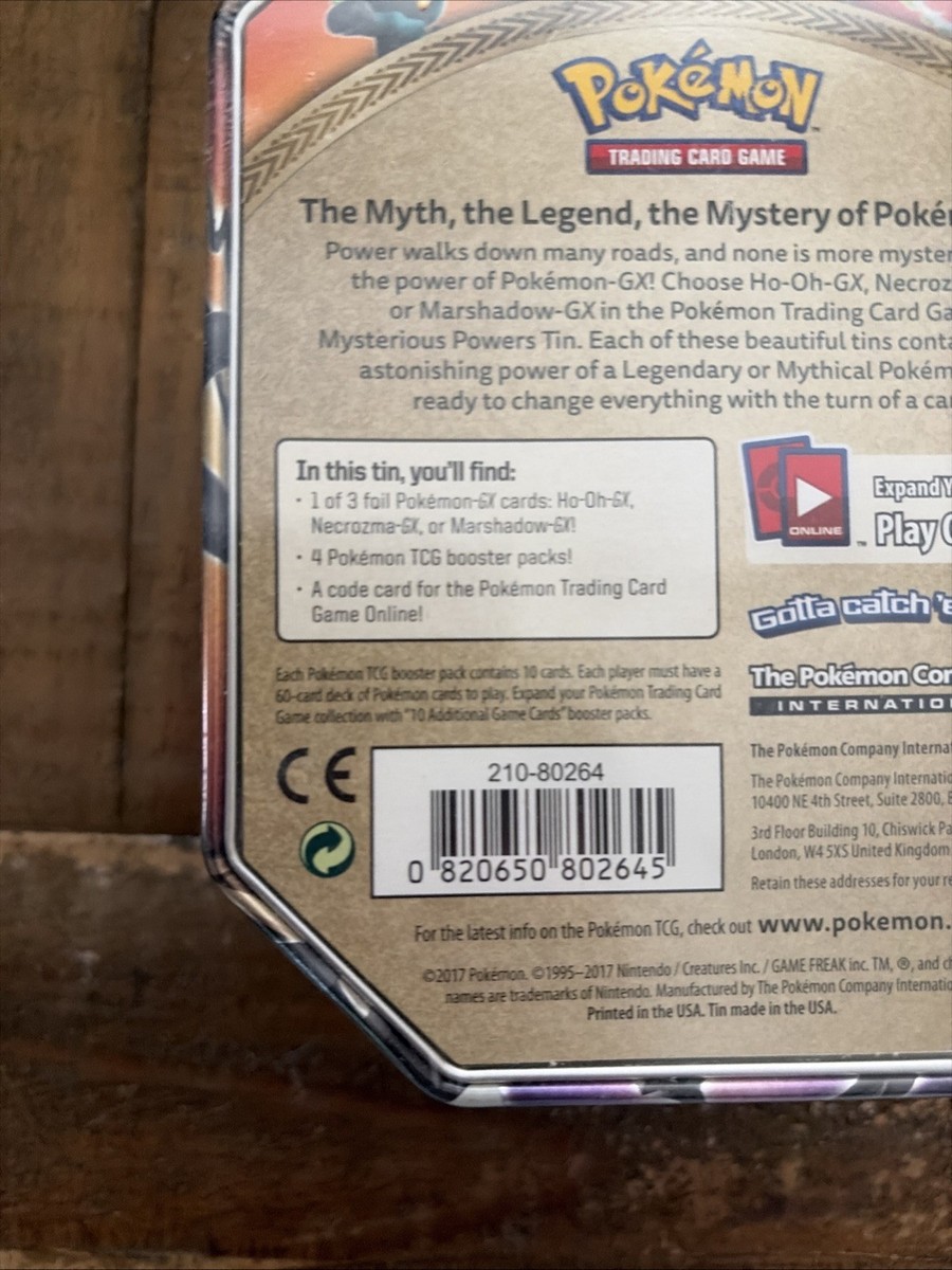 Pokemon Marshadow GX Mysterious Powers Collector Tin Factory Sealed