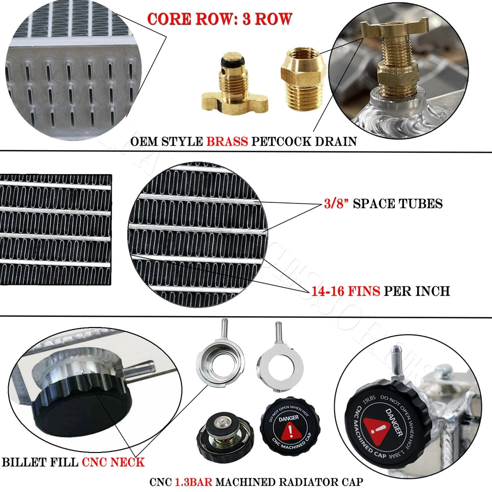 3-Row Radiator For 68-72 Chevy C/K Truck C10 C20 Suburban GMC C15/C1500 Pickup — 第 4/4 张图片