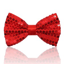 Sequin Bow Tie Adjustable Pre-tied Bowties Men Shiny Solid Color Men's Bow Red