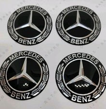 4 Stickers Noir Mercedes Amg Centre De Roue Moyeu Wheel Cap 65mm