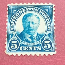Timbre États Unis Roosevelt 5 Cents Bleu oblitéré 