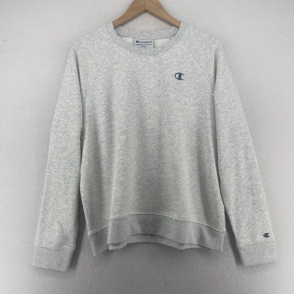 Sudadera CHAMPION Mujer 2XL Terry Francés Script Crew Jersey Mezcla Algodón Gris Foto 2 de 4