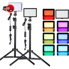 Led Video Light Camera Photography Lighting Kit With Tripod Stand 4 Color RGB...