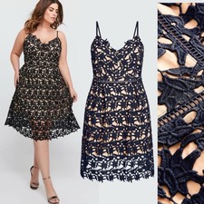 City Chic Floral Lace Dress Navy Blue Wedding Victorian Dark Romantic Plus Sz 16