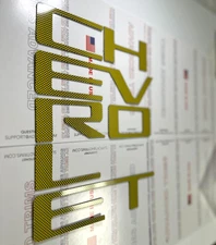 Yellow Carbon Raised Plastic Tailgate Letters Inserts NEW CHEVY COLORADO 2023-25