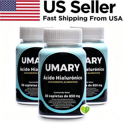3 bottles Hyaluronic Acid 30 Caplets 850mg Daily Health Supplement New--