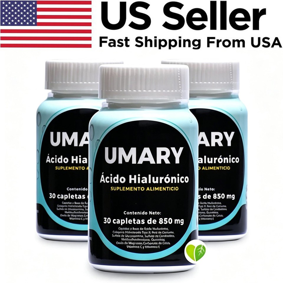 3 bottles Hyaluronic Acid 30 Caplets 850mg Daily Health Supplement New--
