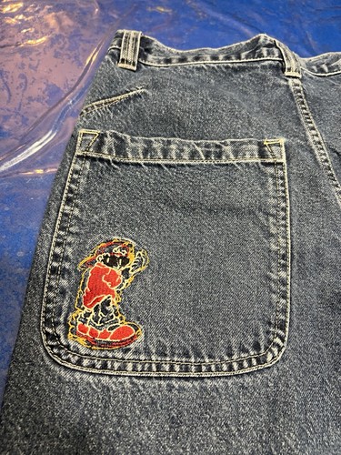 Vtg Route 66 Jeans Youth 16 Wide Leg Baggy Skater Grunge Hip Hop Y2K Embroidered - Picture 2 of 11