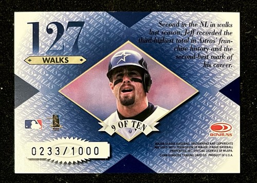 1998 Leaf Rookies & Stars Extreme Measures 233/1000 Jeff Bagwell #9 HOF - Picture 2 of 2