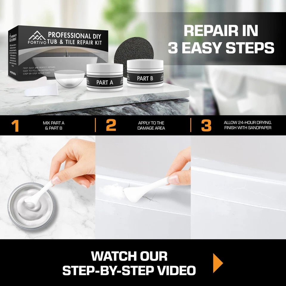 Ремонтный комплект из белого фарфора, ремонт ванны из стекловолокна для раковины, душа, столешницы - Изображение 4 из 4