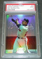 1995 BOWMAN'S BEST REFRACTOR DAVID JUSTICE #34 PSA 9  POP  1/3