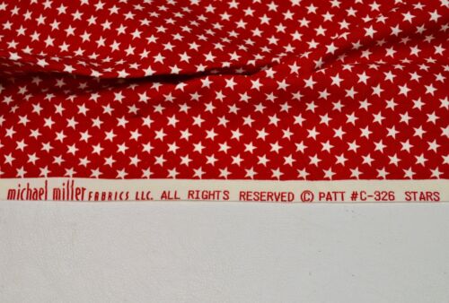 Michael Miller "Stars" C-326 1 Yard White Stars on Red Background - Picture 2 of 2
