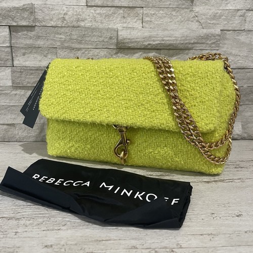 NEW Rebecca Minkoff Edie Medium Crossbody Handbag Purse Chartreuse Tweed $328