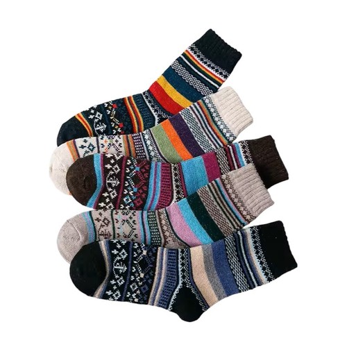 5 Pairs Wool Nordic Style Winter Soft Warm Ethnic Pattern Winter Socks UK - Picture 39 of 43