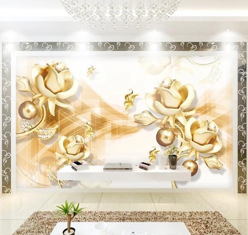 3D Golden Flower Ball K4574 Wallpaper Mural Self-adhesive Removable Sticker Kay - Picture 1 of 11