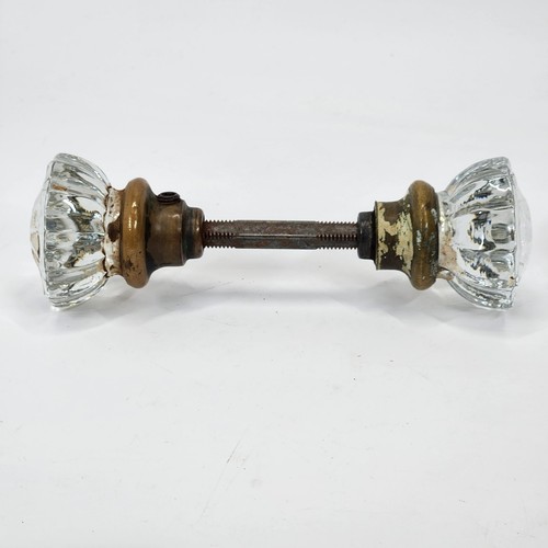 VTG Glass Brass Door Knobs Mixed Set 4 Knobs Antique House Restoration Victorian - Picture 2 of 7