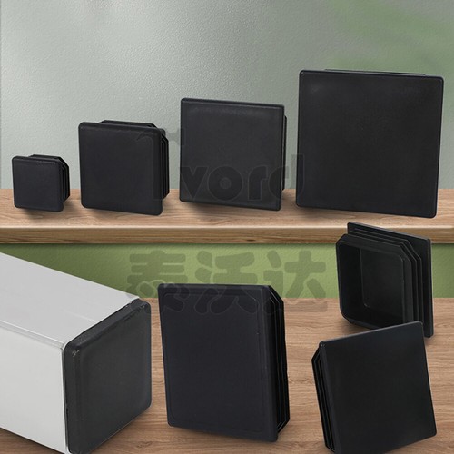 Black Square Plastic End Caps Blanking Plugs Box Section /Tube Inserts - Picture 2 of 28