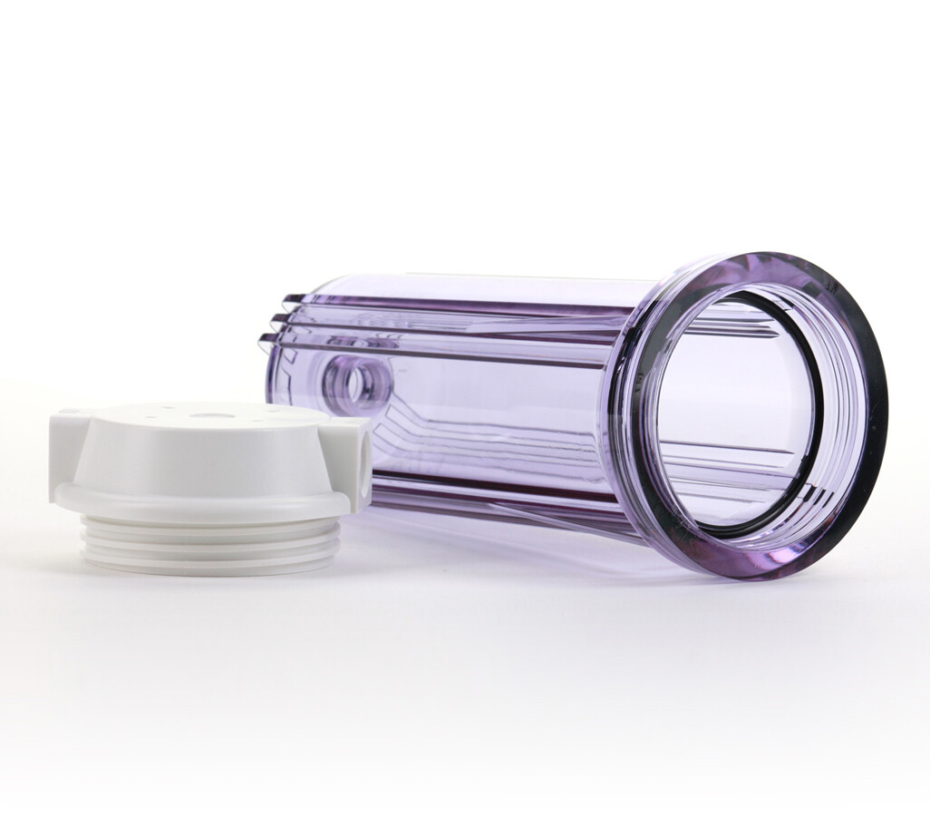 Hydronix 10" Clear Housing w/ White Flat Cap, RO & Filtration Systems 1/4" Ports