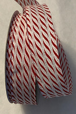 5 Yds. PEPPERMINT TWIST STRIPED HOLIDAY WIRE EDGE RIBBON 1 1/2" Wide