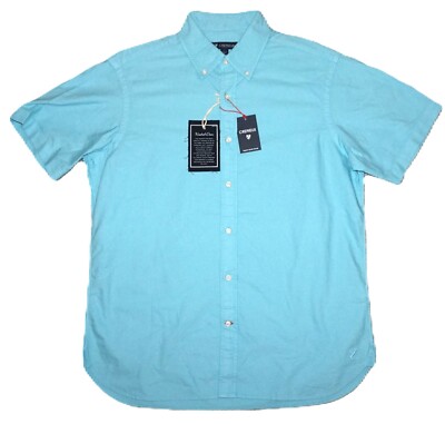 Daniel Cremieux Short Sleeve Shirt XL Lt. Aqua Blue 100% Cotton NWT (DSS444)