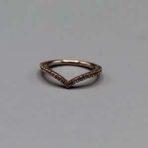 Authentic Pandora Rose Gold Plated Sparkling Wishbone Ring (186316CZ) *Pre-Owned*