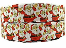 Santa Claus Design 1" Wide Repeat Ribbon Sold in Yard Lots
