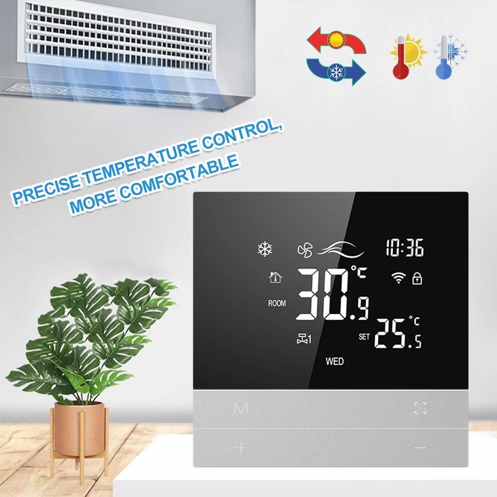 2/4Pipe Central Air Conditioner Thermostat 3Speed Fan Coil Unit Heating+Cooling  | eBay
