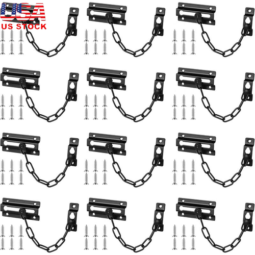 12 Set Door Chain Lock Heavy Duty Home Security Rust Resistant Carbon Steel New