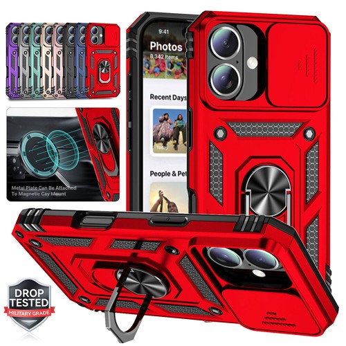Case For iPhone 16 15 Pro Max 14 13 12 11 Shockproof Kickstand + Camera Cover - Picture 14 of 31