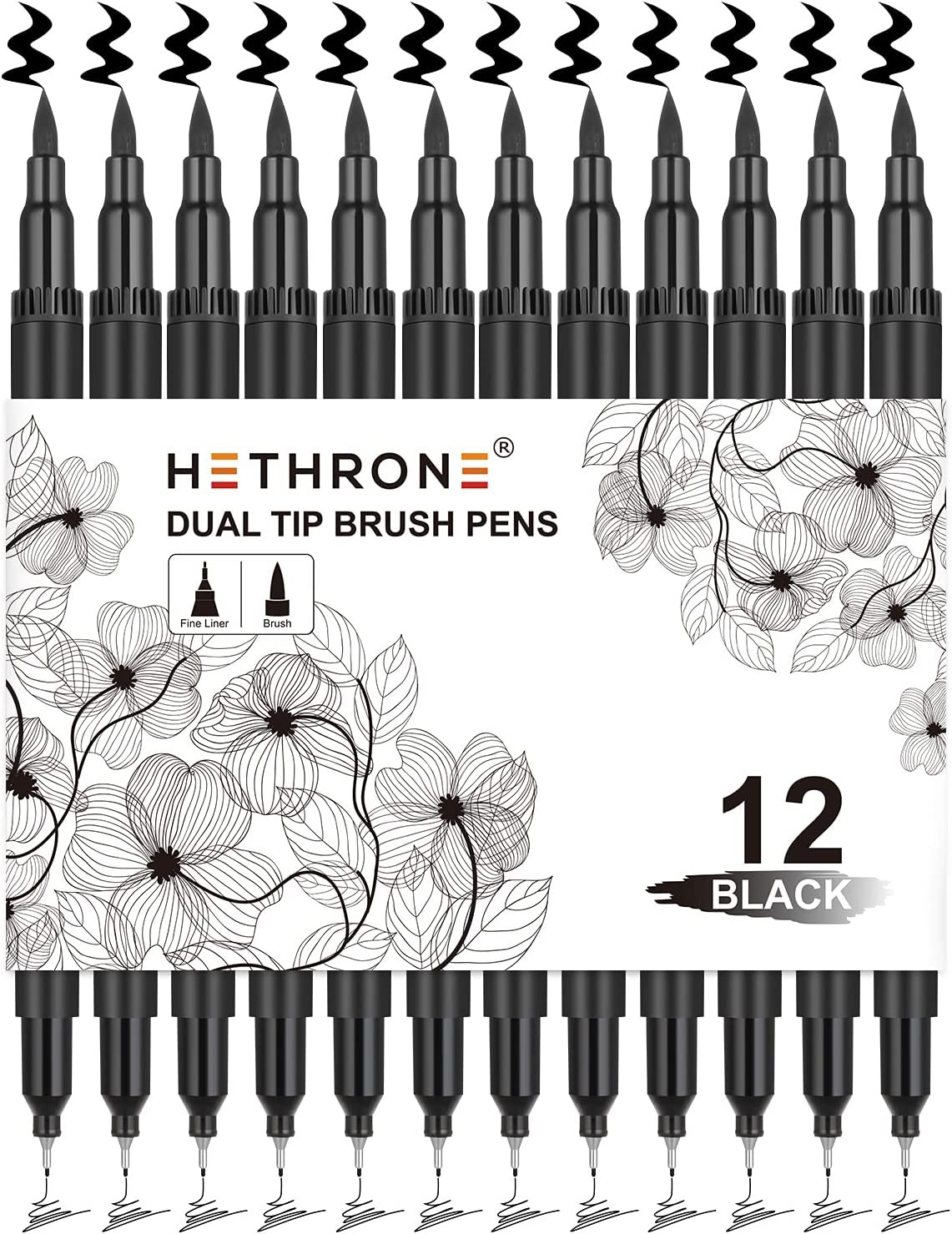 Black Markers for Drawing - Marker Pens Brush Pens for Artists Felt Tip Pens Cal