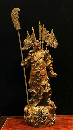 BY074 - 20 CM Tall Carved Boxwood Figurine Carving - Guan Yu Guan Gong Warrior - 第 1/9 張圖片