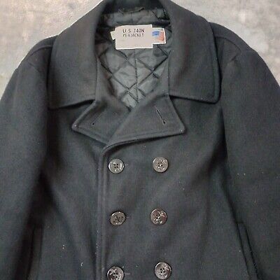 Vintage Schott US 740N Black Wool Pea Coat Jacket Mens Size Vintage Schott US 740N Black Wool Pea Coat Jacket Mens Size