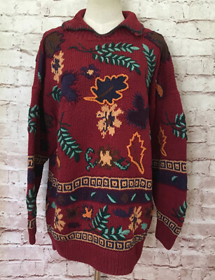 Vintage Best American Clothing Maroon Chunky Fall Sweater Granny Mom Size Medium