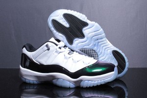 AIR JORDAN 11 RETRO LOW EMERALD WHITE BLACK 528895-145 NEW SIZE: 10 ... Image is loading AIR-JORDAN-11-RETRO-LOW-EMERALD-WHITE-BLACK-