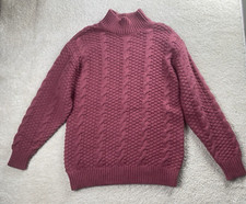 Aritzia Wilfred Wool Cable Knit Sweater Women's Med Pink Oversized Turtleneck