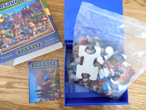 EUC Dowdle Folk Art 50 Piece Puzzle "Dinosaur Games" with Poster 16"x20" - Picture 4 of 5