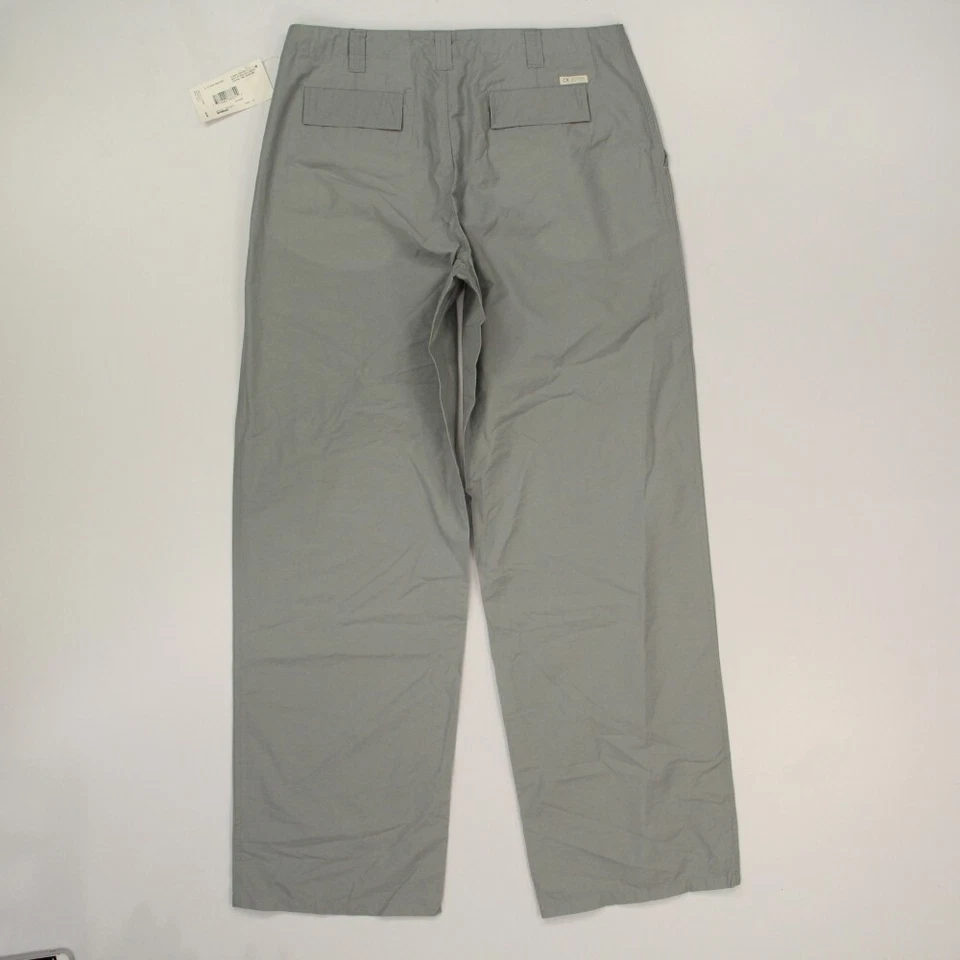 Pantalones chinos Calvin Klein de algodón/nylon de pierna ancha para mujer 10 grises años 90 Y2K de colección HK NOS Foto 4 de 4