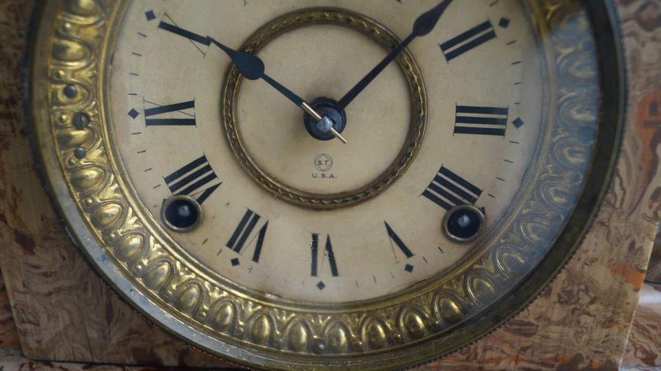 Antiguo Reloj Manto Adamantino Onxy Mexicano C 1910 Seth Thomas - TODO ORIGINAL Foto 4 de 4