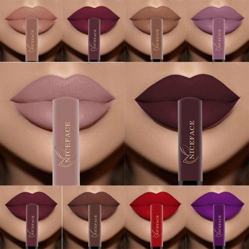 NICEFACE Lippenglanz 25 Farben Akt Matt Flüssig Lippenstift Mate Wasserdichte Lippe UK - Bild 3 von 37