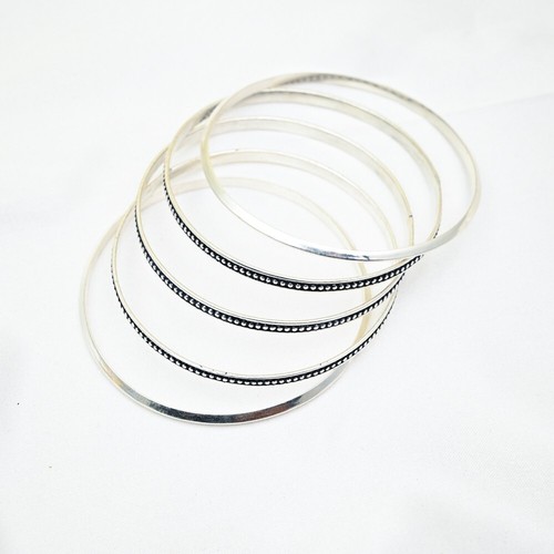 Solid 925 Sterling Silver 5 Days Bangle Set Handmade Bangles Anniversary Gift - Picture 4 of 10