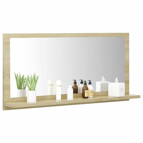 Sonoma Oak European Bathroom Mirror 31.5"x4.1"x14.6" Stylish, Functional w Shelf - Picture 2 of 7