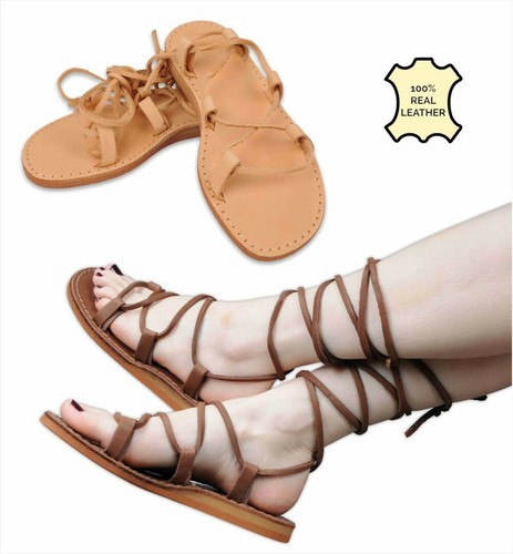Womens Genuine Leather Sandals Ancient Roman/Greek Style Shoes Gladiator  Lace Up | eBay