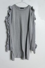 Pretty Little Thing Frill Cold Shoulder Sweater Dress - Grey - Size 6 (VT5) 