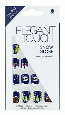 ELEGANT TOUCH SNOW GLOBE 24 NAILS IN 10 SIZES UV GEL- NEW (LOT OF 2)