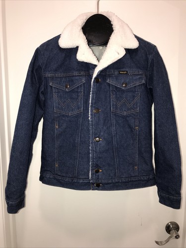 Wrangler Herren blau Denim Sherpa gefüttert Trucker Jacke Gr. Small Western 74255PW
