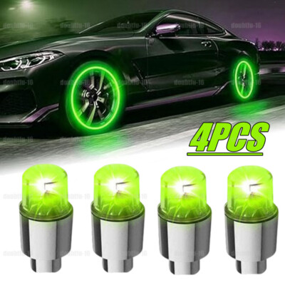 4x Car Wheel Tire Tyre Air Valve Stem LED Light Caps Cover Flash Accessories 12V