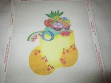 FRUIT FILLED MINI STOCKING-A BRADLEY-HANDPAINTED NEEDLEPOINT CANVAS