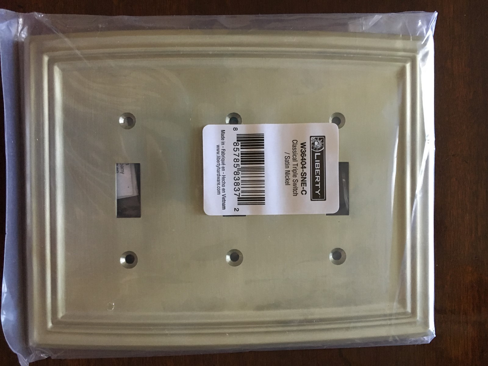 LIBERTY CLASSICAL TRIPLE SWITCH TOGGLE SATIN NICKEL WALL PLATE FREE SHIPPING