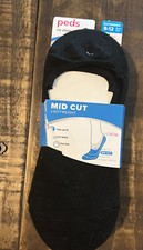Peds  Women's Mid Cut No Show Socks 5 Pairs shoe size 8-12 GEL GRIP Black